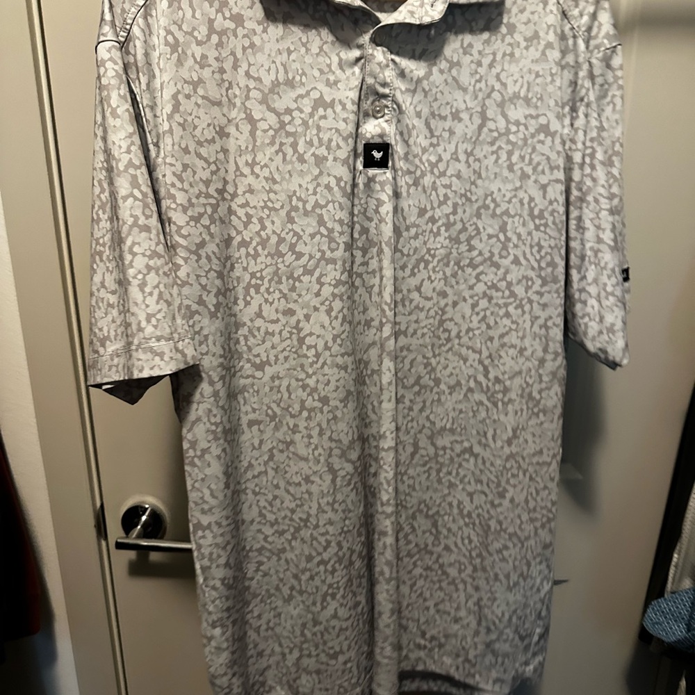 Bad Birdie Gray Polo Shirt Textured Knit